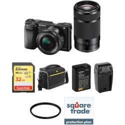 Sony Alpha a6000 Mirrorless Digital Camera with 16-50mm and 55-210mm Lenses Deluxe Kit (Black)