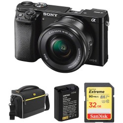 Sony Alpha a6000 Mirrorless Digital Camera with 16-50mm Lens and Accessory Kit (Black)