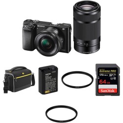 Sony Alpha a6000 Mirrorless Digital Camera with 16-50mm and 55-210mm Lenses with Free Accessories Kit (Black)