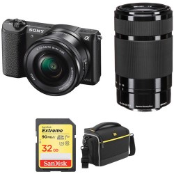 Sony Alpha a5100 Mirrorless Digital Camera with 16-50mm and 55-210mm Lenses and Accessories Kit (Black)