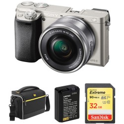 Sony Alpha a6000 Mirrorless Digital Camera with 16-50mm Lens and Accessory Kit (Silver)