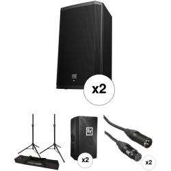 Electro-Voice | Electro-Voice EV ZLX15P Dual 15 Speakers with Stands, Covers, and Cables Kit