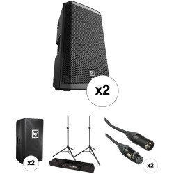 Electro-Voice Dual ZLX-12P-US 12 Two-Way Powered Loudspeakers & Essential Accessories Kit