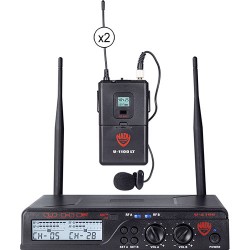 NADY | Nady U-2100 Dual Receiver UHF Wireless System with Two LM-14U Unidirectional Lavalier Microphones