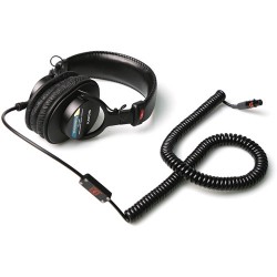 Dual-Ear Headsets | Remote Audio Modified Sony MDR-7506 with TA5F Electret Headset Cable (2-7', Coiled)