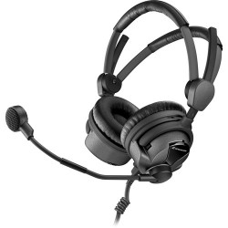 Kopfhörer mit Mikrofon | Sennheiser HMDC26-II-600-B7 Double-Sided Broadcast Headset with Hypercardioid Mic and Steel Wire, Battery-Powered Control Unit