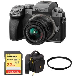 Panasonic Lumix DMC-G7 Mirrorless Micro Four Thirds Digital Camera with 14-42mm Lens and Accessory Kit (Silver)
