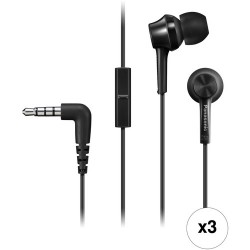 Panasonic | Panasonic RP-TCM115 Canal-Type In-Ear Headphones Kit (Set of 3, Black)