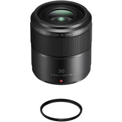 Panasonic Lumix G Macro 30mm f/2.8 ASPH. MEGA O.I.S. Lens with UV Filter Kit