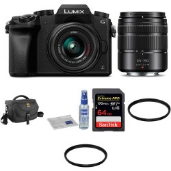 Panasonic Lumix DMC-G7 Mirrorless Digital Camera with 14-42mm and 45-150mm Lenses and Accessories Kit (Black)