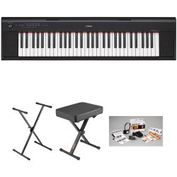 Yamaha NP-12 Piaggero Kit with Stand, Bench, Pedal, Power Adapter, Headphones (Black)