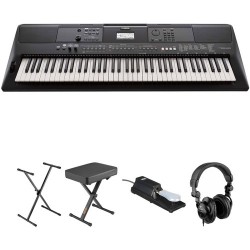 Yamaha PSR-EW410 Portable Keyboard Value Kit with Stand, Bench, Pedal, and Headphones