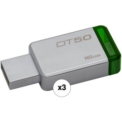 Kingston 16GB DataTraveler DT50 USB 3.1 Gen 1 Flash Drive (Green/3-Pack)