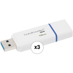KINGSTON | Kingston 16GB USB 3.1 Gen 1 DataTraveler I G4 Flash Drive (Blue/3-Pack)
