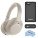Sony WH-1000XM4 Wireless Noise Cancelling Headphones, Silver, Includes Powerbank