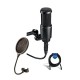 Audio-Technica AT2020 Side-Address Cardioid Mic W/ H&A Pop Filter/ 25' Cable