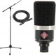 Neumann TLM 102 Large-diaphragm Condenser Microphone with Stand and Cable - Matte Black