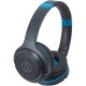 Audio-Technica Consumer ATH-S200BT Wireless On-Ear Headphones with Built-In Mic (Blue)