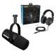 Shure MV7 Dual XLR/USB Podcasting Microphone, Black, Bundle w/SRH440A Headphones