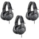 Audio-Technica 3 Pack ATH-M20x Pro Monitor Headphones, 96dB, 15-20kHz, Black