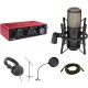 Focusrite Scarlett 2i2 2x2 USB Audio Interface Kit with AKG Project Studio P220 Mic, Headphones, XLR Cable, Stand & Pop Filter