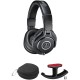 Audio-Technica ATH-M40x Headphones, Case, and Hanger Mount Kit (Black)