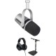 Shure MV7 Podcast Microphone Kit with Shure SRH440 Headphones & Mic Stand (Silver)