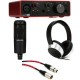 Focusrite Scarlett Solo Audio Interface & AT2020 Bundle with Headphones and Cable