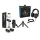 Shure MV7 Dual XLR/USB Microphone w/PIXI Mini Tripod, Black, Bundle with SRH440A