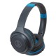 Audio-Technica ATH-S200BT Wireless On-Ear Headphones with Built-In Mic,Gray/Blue