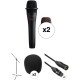 Blue Dual enCORE 200 Active Dynamic Handheld Vocal Microphones with Stands and Accessories Kit (Black)